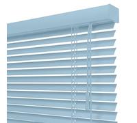 Horizontal Aluminum Venetian Blinds Privacy Window Shutters, 25mm Slats Window Blinds with Twist Open Close Mechanism, No Drill Waterproof Metal Shades for Home Kitchen(Light Blue)