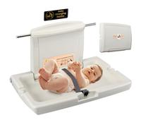 Horizontal Baby Changing Unit, Diaper Changing Table and Sign, Wall Mounted Baby Changing Station with Safety Strap, Nursery Changer Tables for Commercial Bathroom Grey White