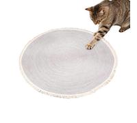 Horizontal Cat Scratcher Washable Round Cat Rug Carpet | Floor Scratching Cat Pad Tassel Round Cotton Rope Mat Scratch Pad for Home, Coffee Table, Living Room, Playroom, Entryway,