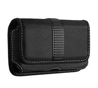 Horizontal Cell Phone Holster, MoKo Nylon Belt Clip Holster丨Newly Updated Stereoscopic Outlook Pouch Fits iPhone 14/14 plus/pro/pro max/SE 3 2022/iPhone 13-8 series, Samsung S21/S10/S9/S8, Black