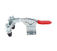 Horizontal Clamp Dual Head Quick Release Iron Toggle Clamp, 500 lb Holding Capacity, Adjustable Pressure Screw with Zinc Coating, for Woodworking, Welding, Electronics