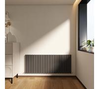 Horizontal Column Radiator, Anthracite Oval Column, Tall Upright Designer Heater for Bathroom/Living Room, Office, Double Panel Central Heating, 15 Year Warranty