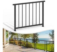 Horizontal Deck Railing Kit, 31" H x 46" W Porch Railing with Balusters | Black Wrought Iron Outdoor Guard Fence Handrail Flat Hand Rails for Deck, Porch, Balcony, Patio and Pool, Indoor/Outdoor Use