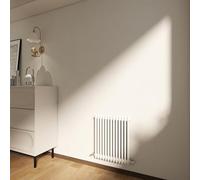 Horizontal Designer 2 Column Cast Iron Radiator, 600x605mm Gloss White Cast Iron, Tall Upright Designer Heater for Bedroom/Living Room, Central Heating Rad, 15 Year Warranty