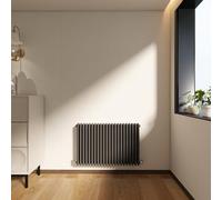 Horizontal Designer 3 Column Cast Iron Radiator, 600x1010mm Anthracite Cast Iron, Tall Upright Designer Heater for Bedroom/Living Room, Central Heating Rad, 15 Year Warranty