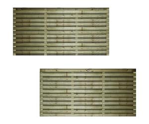Horizontal Double-Slatted Fence Panel, 6ft x 3ft Wooden Fencing Trellis Topper Extension | Decorative Contemporary Venetian-Style, Ideal for Any Garden Perimeter (Wide: 182cm x High: 91cm)