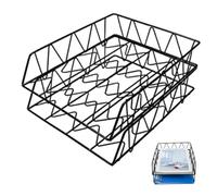 Horizontal File Organizer Stackable Metal Desk File Organizer 2 Pack Black Wire Mesh Letter Tray Space Saving Paper Desk for Office