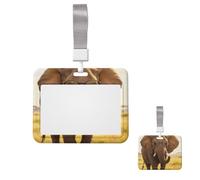 Horizontal ID Badge Holder with Lanyard for Work Cards, Office and Hospital | Elephant With Glasses Card Holder, Clear Window for ID and Access Cards for Nurses, Teachers, Office And Daily Work