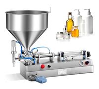 Horizontal Pneumatic Liquid and Paste Filling Machine with Hopper, Piston Filler Semi-Automatic Paste Dispenser for Oil, Cream, Lotion, Honey and Butter 1000ml