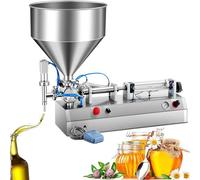 Horizontal Pneumatic Liquid Filling Machine 5-1500ML,Pneumatic Dual-use Paste Filling Machine with 35L Hopper,Stainless Steel Piston Filler,for Cream Shampoo Drink Cosmetic,220V,40ML