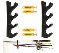 Horizontal Rod Rack for Fishing Rod Wall Rack Storage Fishing Pole Holder for Garage & Cabin & Basement - Hold 4 Fishing Rods - Space Saving - Easy to Install, Hardware Included