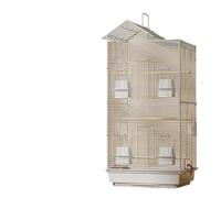 Horizontal Silk Bird Cage with Accessories Set Large Space Parrot Cage Peony King Size Villa Metal Home Ornamental(White)