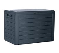 Horizontal Stripes 1 Anthracite 190L Wood Design Outdoor Storage Box Garden Patio Plastic Chest Lid