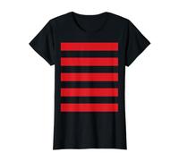 Horizontal Stripes, Simple Basic Casual Red Value Graphic T-Shirt, Women, Black, XL