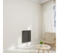 Horizontal Stylish Traditional Column Radiator, 600x590mm Column Rads Anthracite Oval Column, Double Panel Wall Mounted Radiators for Bathroom/Living Room,Central Heating Heater, Grey Radiator