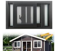 Horizontal Vertical Sliding Window, Bathroom Windows With Frosted Glass & Screens, 50-100cm Large Small Household For Privacy And Ventilation(Dark gray,53x28cm)
