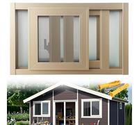 Horizontal Vertical Sliding Window, Bathroom Windows With Frosted Glass & Screens, 50-100cm Large Small Household For Privacy And Ventilation(Champagne,76x38cm)