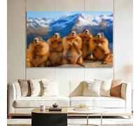 Horizontal Wall Art Canvas Prints, Animals Guinea Pig Snow Mountain Fun Photography Canvas Wall Art Paintings Pictures for Living Room Bedroom Home Wall Decor Artwork 40 x 30 inches Framed