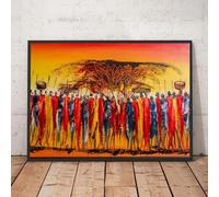 Horizontal Wall Art Living Room Large African Landscape Paintings on Canvas Wall Abstract Art Prints and Posters Home Decor 24x36in-60x90cm with frame