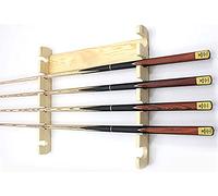 Horizontal Wooden Pool Cue Rack - Wall Mounted Billiard Organizer for 6 Cues - Stylish Brown Holder for Billiard Rooms or Clubs - Durable, Space-Saving Design
