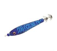 Horizontal Wooden Shrimp Style Squid Bait Jig Hook with High Brightness Luminous Particles and Rust Resistant Metal Hook Body (B)