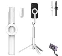 Horizum Magnetic Phone Tripod, 51/63" Extendable Selfie Stick with Wireless Remote, 360° Rotation Phone Stand, Portable Travel Tripod, for Video Recording/Vlogging(White,1.6M/63IN)