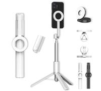 Horizum Magnetic Phone Tripod, 57/63" Extendable Selfie Stick, Magnetic Selfie Stick Tripod with Remote, 360° Rotation Phone Stand for Video Recording & Vlogging (1.6m W with Light)