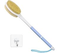HORJOR Back Scrubber Brush with Long Handle, Exfoliating Wet or Dry Bath Brush for Men and Women