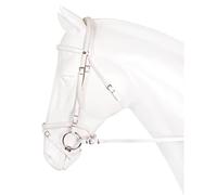 Horka Equestrian Flashy Synthetic PVC Nylon Bridle with Straps and Rubber Rein White
