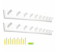 horkmous 2PCS Coat Rack Wall Mounted, Long 38'' Wooden Wall Coat Hooks with 10 Pegs, Wall Peg Rail Hangers for Hanging Towels, Hats, Backpacks, Clothing, Caps(White)