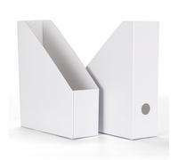 HORLIMER 12 Pack Magazine File Holder, White Cardboard Magazine Rack - A4 File Holder Organiser with Labels for Books, Documents - 25.4 x 8.5 x 30.5 cm