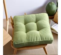 HORLSKI Square Kitchen Chair Cushions with Ties Polyester Seat Pads for Dining Chairs 45 X 45 X 10Cm PP Cotton Filling Indoor And Outdoor Cushions Garden Living Room Patio,Green,Set of 4