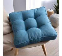 HORLSKI Square Kitchen Chair Cushions with Ties Polyester Seat Pads for Dining Chairs 45 X 45 X 10Cm PP Cotton Filling Indoor And Outdoor Cushions Garden Living Room Patio,Blue,Set of 4