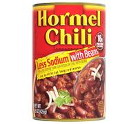 HORMEL Chili With Beans, Less Sodium, (Pack of 12), 15 oz Canned Chili, - 16g Protein per Serving, Gluten-Free - Great for Bowls, Dips, Hot Dogs and Appetitizers