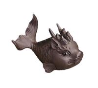 Hormsdar Hand-Made Dragon Fish Ceramic Statue Kung Fu Tea Tray Decor - Cute Cryprinus Carpiod Feng Shui Ornament (Purple Clay)