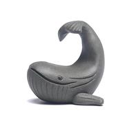 Hormsdar Hand-Made Tea Pet Whale Funny Cute Purple Clay Statue Kung Fu Tea Tray Decor Lover's Gift Home Office Desk Feng Shui Ornament(Gift Box)