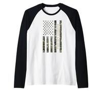Hormuz Patrol American Flag Camouflage USA Distressed Raglan Baseball Tee