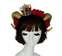 Horn Headband Crown Ox Horn Hair Hoop For Halloween Flower Rose Hairband Gothic Props For Creative Party Costume Ox Headband Halloween Party Favor