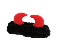 Horn Headband, Cute Devil Design, Soft Cosmetic Hair Wrap Light Care Towel, Elastic Headwear Accessory for Girls Women Make-Up Facial Cleansing Shower Styling Beauty Rout