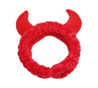 Horn Headband, Cute Devil Design, Soft Cosmetic Hair Wrap Light Care Towel, Elastic Headwear Accessory for Girls Women Make-Up Facial Cleansing Shower Styling Beauty Rout