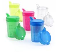 Horn Medical 5 Colourful Sets Adult Drinking Aids 250 ml Sippy Cup PLUS 5 Lids for Liquids & 5 Lids for Porridge/Mus