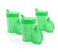 Horn Medical Pack of 3 250 ml Adult Sippy Cups / Drinking Aid Sets with Two Lids (Large & Small Opening) per Set - Choice of Colours (Green)