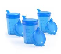 Horn Medical Pack of 3 250 ml Adult Sippy Cups / Drinking Aid Sets with Two Lids (Large & Small Opening) per Set - Choice of Colours (Blue)
