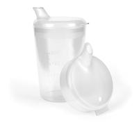 Horn Medical Sippy Cup with 2 Lids (Large and Small Opening) I Drinking Aid I 250 ml I Choice of Colours (Transparent)