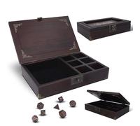 HORNATE Dice Tray 2 in 1, Wooden Box with Non Slip Metal DND Dice Set, Role-playing Game Dice, 12.0 inches x 7.87 inches x 2.55 inches