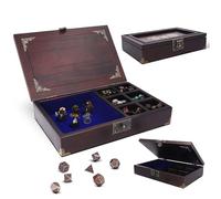 HORNATE DND Dice Tray 2 in 1, Metal Dice Set with Wooden Box, Dice Rolling Tray & Storage Organizer for RPG Table Games, Dungeons & Dragons Players