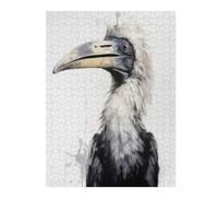 Hornbill Beauty Black Ink Illustrated Jigsaw Puzzle for Adults, 500 PCS