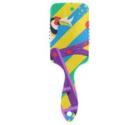 Hornbill Bird Colorful Stripes cute hair massage Designed massage brush for thin hair with Ergonomic handle cepillos para cabello