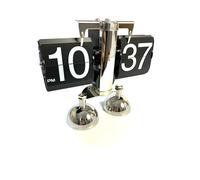 HORNBILL Retro Flip Clock,Flip Desk Clock,Vintage Desk Clock Digital Automatic Turning Retro Flip Clock Double Foot Mechanical Auto Flip Clock Desk Clock Digital Display for Home (Silver & Black)