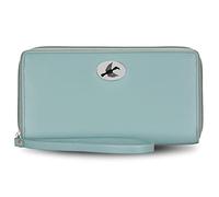 HORNBULL Julia RFID Blocking Leather Wallet for Women, Light Aqua, Zip Around Wallet